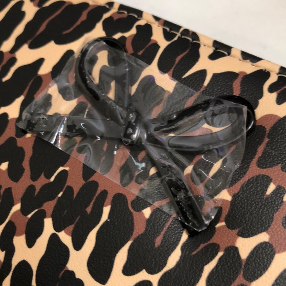 Betsey Johnson XOKARA Leopard Print Faux Leather ZA Wallet Black Bow Accent NWT - Picture 5 of 16